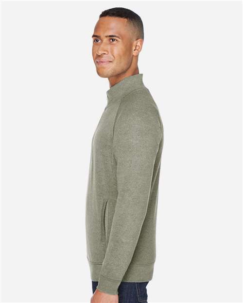 J. America 8869 Men's Triblend Quarter-Zip Sweatshirt - Olive Triblend - model side