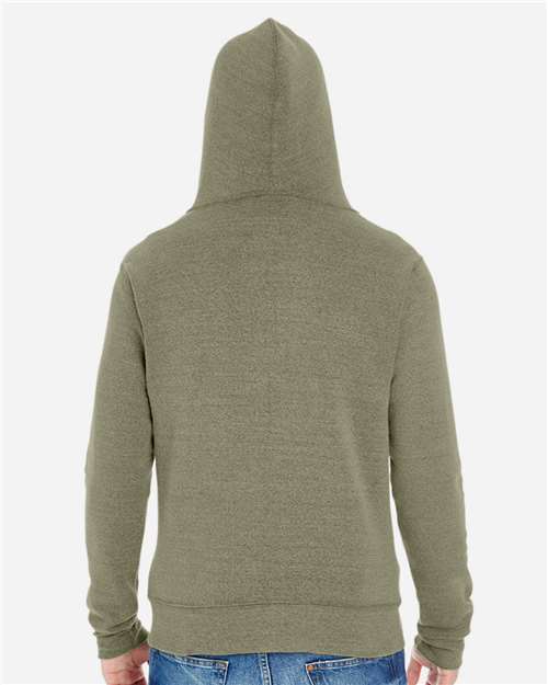 J. America 8872 Men's Triblend Full-Zip Hooded Sweatshirt - Olive Triblend - model back