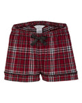 Boxercraft BW6501 Women's Flannel Shorts - Garnet/ Black Plaid - front