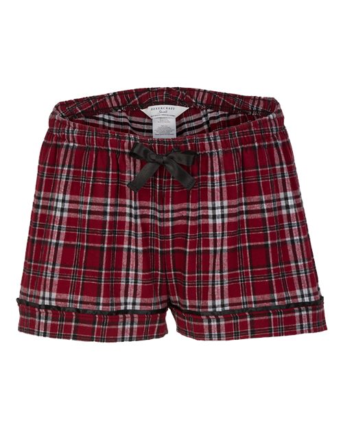 Boxercraft BW6501 Women's Flannel Shorts - Garnet/ Black Plaid - front
