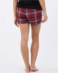 Boxercraft BW6501 Women's Flannel Shorts - Garnet/ Black Plaid - model back