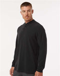 Adidas A597 Men's Henley Long Sleeve T-Shirt - Black - model side