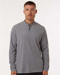 Adidas A597 Men's Henley Long Sleeve T-Shirt - Grey Five Melange - model front