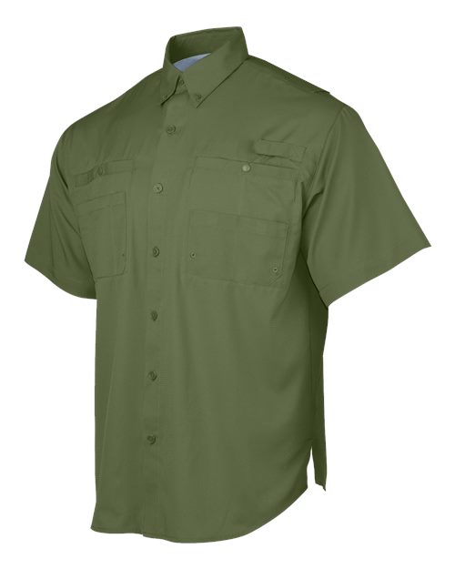 Paragon 700 Men's Hatteras Performance Short Sleeve Fishing Shirt - Olive Green - side