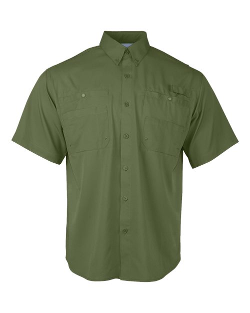 Paragon 700 Men's Hatteras Performance Short Sleeve Fishing Shirt - Olive Green - front