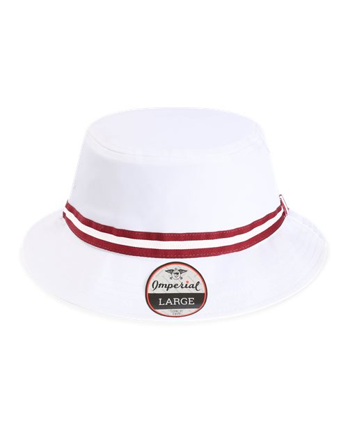 Imperial 1371P The Oxford Performance Bucket Hat - White/ Maroon - front