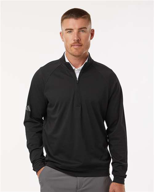 Adidas A598 Men's Club Quarter-Zip Pullover - Black - model front
