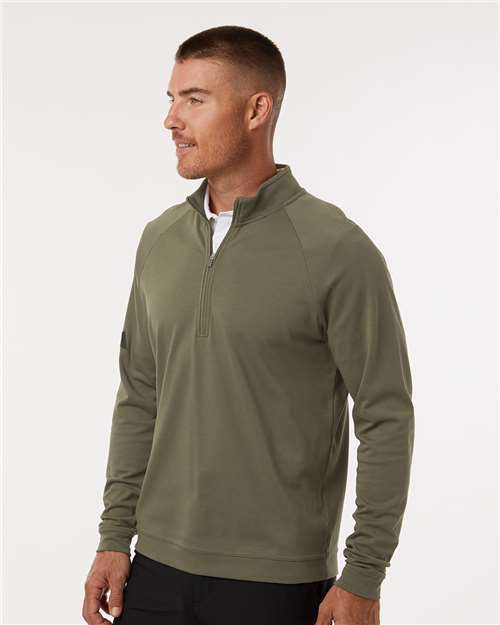 Adidas A598 Men's Club Quarter-Zip Pullover - Olive Strata - model side
