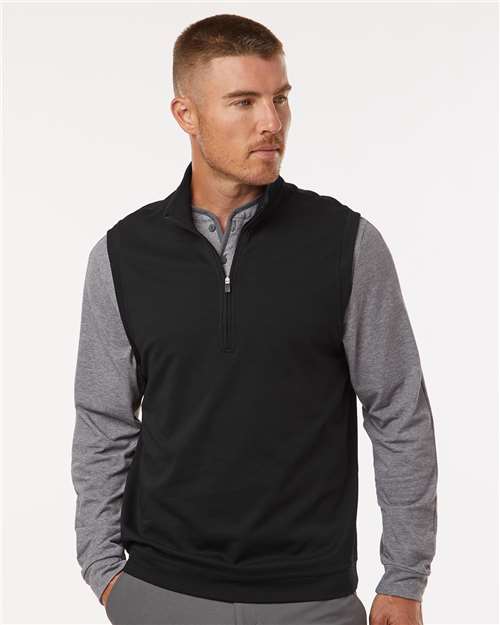 Adidas A599 Men's Club Quarter-Zip Vest - Black - model front