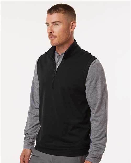 Adidas A599 Men's Club Quarter-Zip Vest - Black - model side