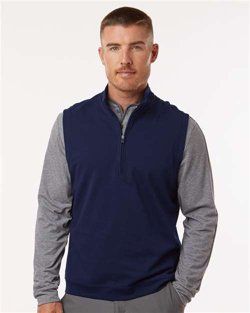 Adidas A599 Men's Club Quarter-Zip Vest - Collegiate Navy - model front