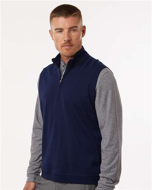 Adidas A599 Men's Club Quarter-Zip Vest - Collegiate Navy - model side