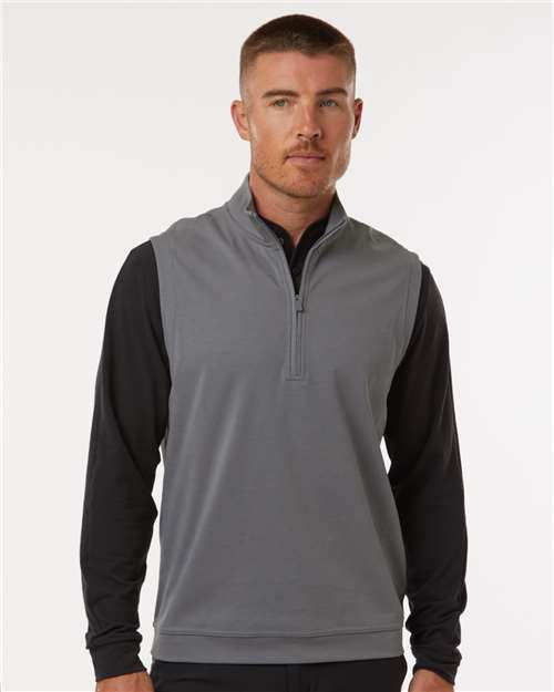 Adidas A599 Men's Club Quarter-Zip Vest - Grey Three - model front