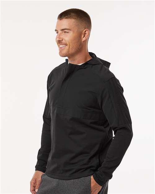 Adidas A607 Men's Half-Zip Hooded Anorak - Black - model side