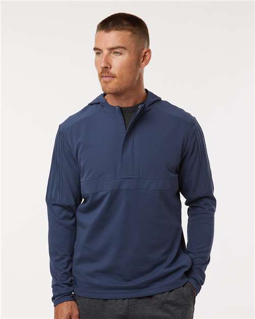 Adidas A607 Men's Half-Zip Hooded Anorak - Crew Navy - model front