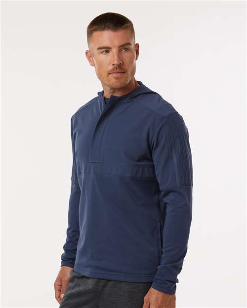 Adidas A607 Men's Half-Zip Hooded Anorak - Crew Navy - model side