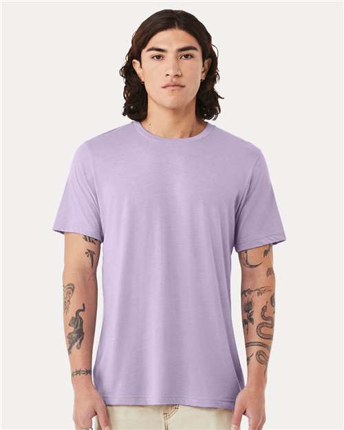 Bella+Canvas 3413 Unisex Triblend Short Sleeve Tee - Dark Lavender Triblend - model front