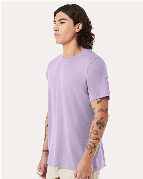 Bella+Canvas 3413 Unisex Triblend Short Sleeve Tee - Dark Lavender Triblend - model side