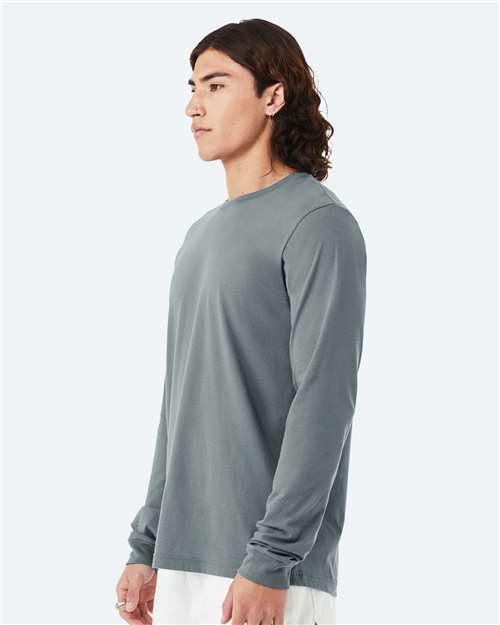Bella+Canvas 3501 Unisex Jersey Long Sleeve Tee - Blue Storm - model side