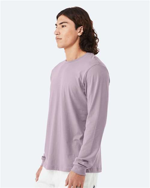 Bella+Canvas 3501 Unisex Jersey Long Sleeve Tee - Light Violet - model side