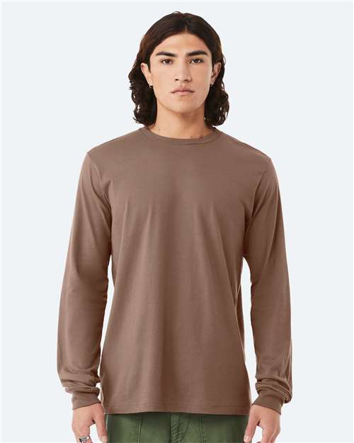 Bella+Canvas 3501 Unisex Jersey Long Sleeve Tee - Vintage Brown - model front