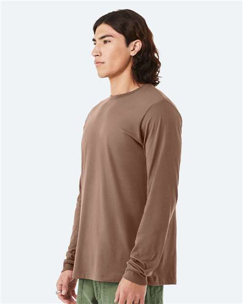 Bella+Canvas 3501 Unisex Jersey Long Sleeve Tee - Vintage Brown - model side