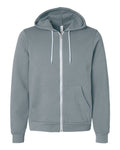 Bella + Canvas 3739 Sponge Fleece Full-Zip Hoodie Sweatshirt - Blue Storm - flat front