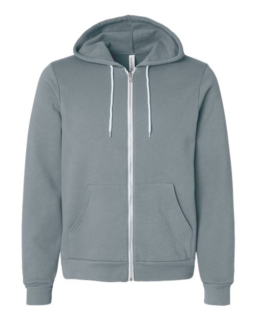 Bella + Canvas 3739 Sponge Fleece Full-Zip Hoodie Sweatshirt - Blue Storm - flat front