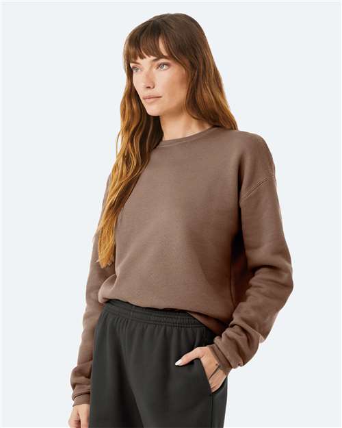 Bella + Canvas 3945 Sponge Fleece Drop Shoulder Crewneck Sweatshirt - Vintage Brown - model side