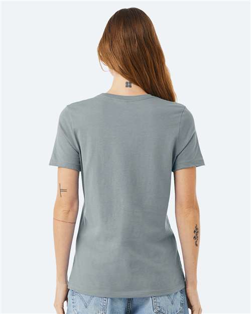 BELLA + CANVAS 6400 Women’s Relaxed Jersey Tee - Blue Storm - model back