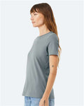 BELLA + CANVAS 6400 Women’s Relaxed Jersey Tee - Blue Storm - model side