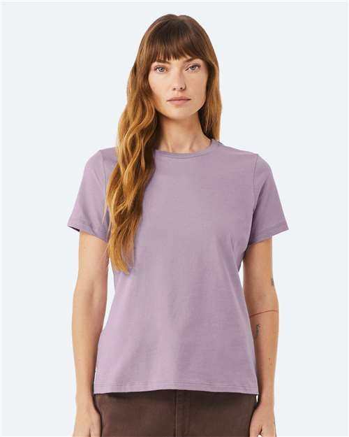 BELLA + CANVAS 6400 Women’s Relaxed Jersey Tee - Light Violet - model front