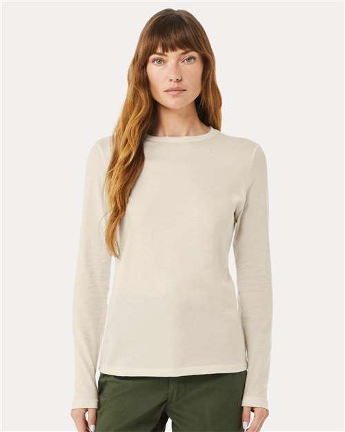 BELLA + CANVAS 6500 Women’s Jersey Long Sleeve Tee - Heather Dust - model front