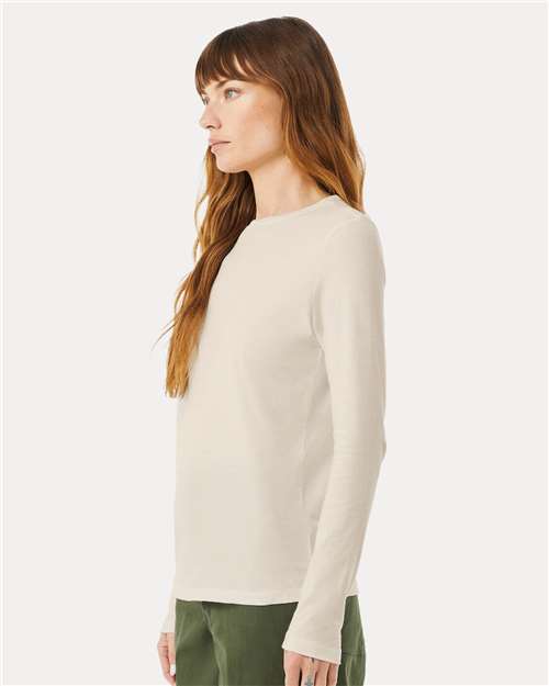 BELLA + CANVAS 6500 Women’s Jersey Long Sleeve Tee - Heather Dust - model side