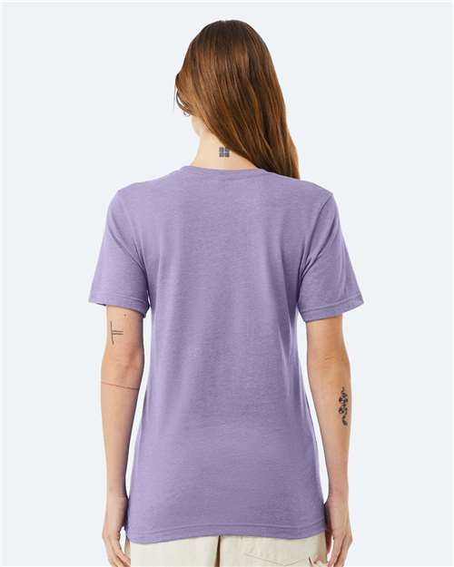 Bella+Canvas 3001CVC Unisex Heather CVC Short Sleeve Tee - Heather Dark Lavender - model back