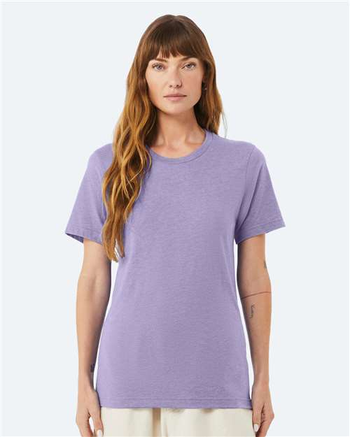 Bella+Canvas 3001CVC Unisex Heather CVC Short Sleeve Tee - Heather Dark Lavender - model front