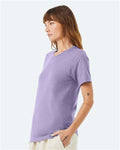 Bella+Canvas 3001CVC Unisex Heather CVC Short Sleeve Tee - Heather Dark Lavender - model side