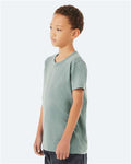 Bella + Canvas 3001Y Youth Jersey Tee - Dusty Blue - model side