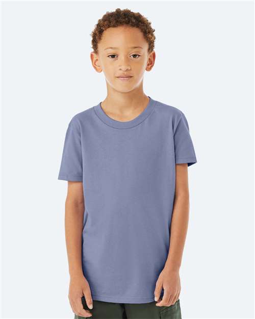 Bella + Canvas 3001Y Youth Jersey Tee - Lavender Blue - model front