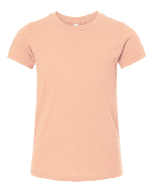 Bella + Canvas 3001Y Youth Jersey Tee - Peach - flat front