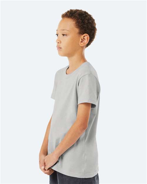 Bella + Canvas 3001Y Youth Jersey Tee - Solid Athletic Grey - model side