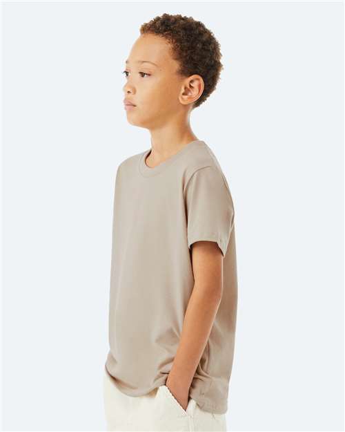Bella + Canvas 3001Y Youth Jersey Tee - Tan - model side