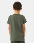 BELLA + CANVAS 3001YCVC Youth CVC Jersey Tee - Heather Military Green - model back