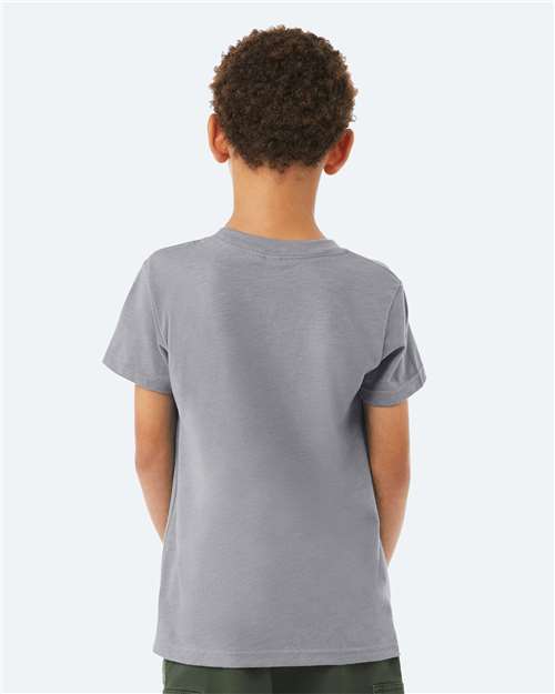 BELLA + CANVAS 3001YCVC Youth CVC Jersey Tee - Heather Storm - model back