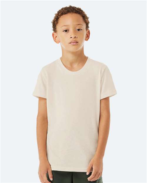 BELLA + CANVAS 3413Y Youth Triblend Tee - Solid Natural Triblend - model front