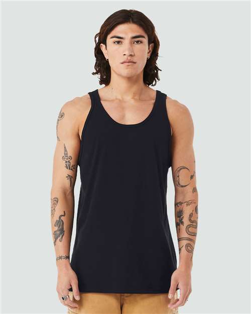 BELLA + CANVAS 3480CVC Unisex Heather CVC Tank - Solid Black Blend - model front