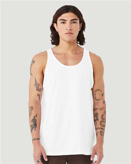 BELLA + CANVAS 3480CVC Unisex Heather CVC Tank - Solid White Blend - model front