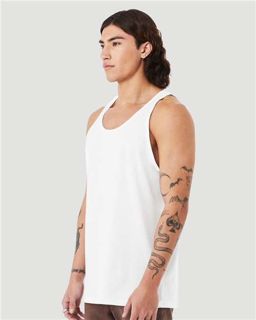 BELLA + CANVAS 3480CVC Unisex Heather CVC Tank - Solid White Blend - model side