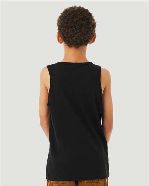 BELLA + CANVAS 3480YCVC Youth Heather CVC Tank - Solid Black Blend - model back