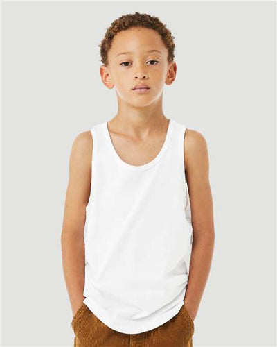 BELLA + CANVAS 3480YCVC Youth Heather CVC Tank - Solid White Blend - model front